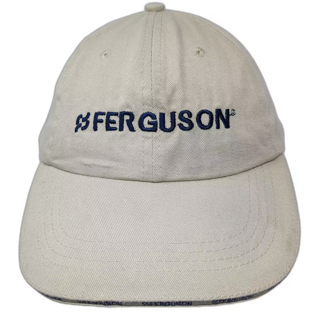 Ferguson Baseball Cap Beige Blue OS Adjustable Embroidered Sandwich Brim Hat